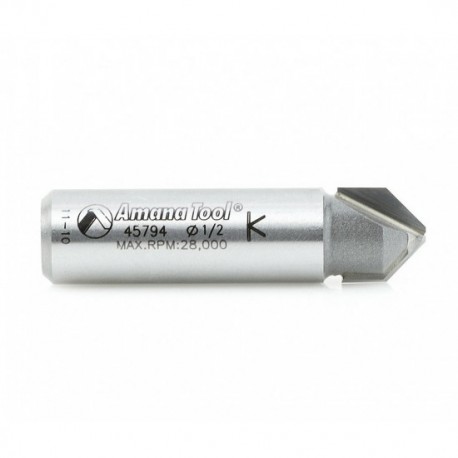 Broca 1/2" Amana tool en V para Aluminio CNC, doble filo 45794