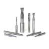 Colección de 8 Brocas 1/8", 1/4" y 3/8" Amana Tool para CNC con estante de madera AMS-152