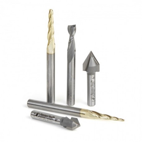 Juego de 5 Brocas para CNC 1/4" Amana Tool AMS-127