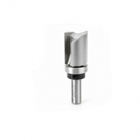 Broca 1-1/8" Amana Tool perfiladora con punta de carburo 2 filos para corte al ras con balero en la parte superior.