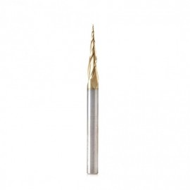 Broca Carburo 2D Y 3D Cónica Punta Bola  de 0.5mm x .25mm x 26.5mm x 6mm ZrN . 46473