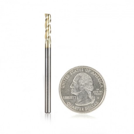 Broca de Carburo recuvierta ZrN en Espiral de 3 Filos para material compuesto y fibra de vidrio de 1/8 x 1/2 x 1/8 x 2 . 46091