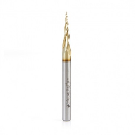 Broca Espiral punta bola 2Dy 3D para tallado de 1/32 x 1/64 x 1 x 1/4 x 3 recubrimiento ZrN. HSS1300